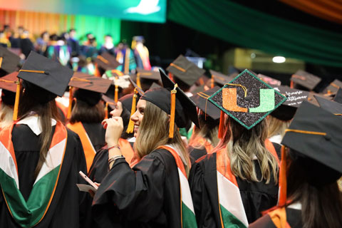 Graduates celebrating at UM commencement