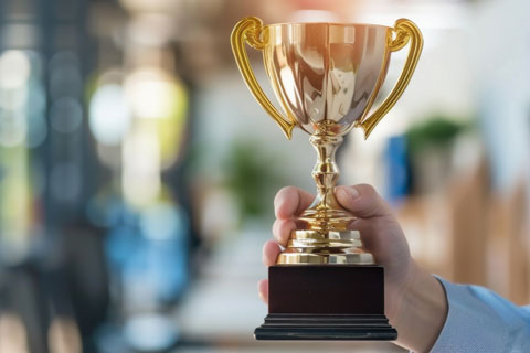 Award close-up held by hand