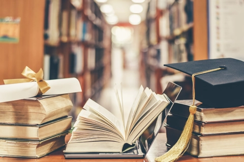 Close-up view of books in a library