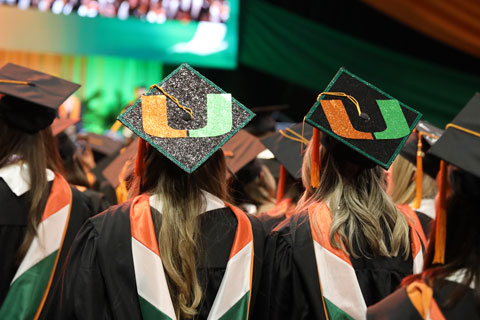 Close-up of cap and gown at commencement ceremony