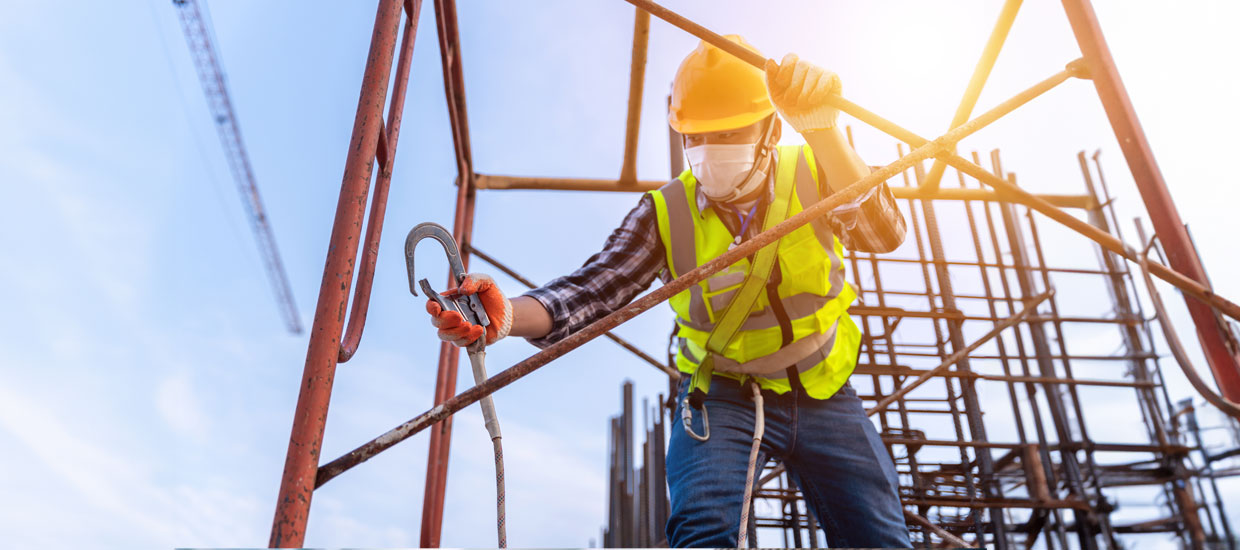 Construction worker at job site working
