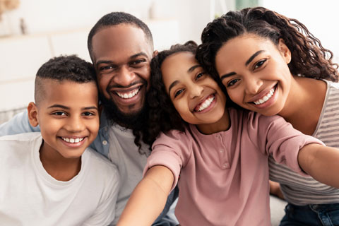 Family together smiling