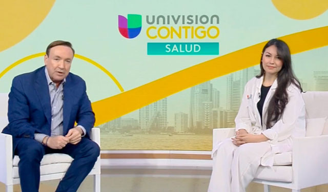 Dr. Melissa Lopez on set at Univision's "Contigo en la Comunidad"