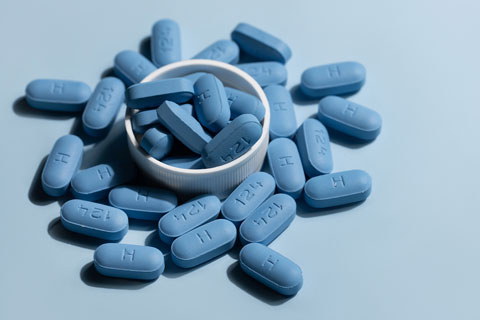 Group of blue pills  
