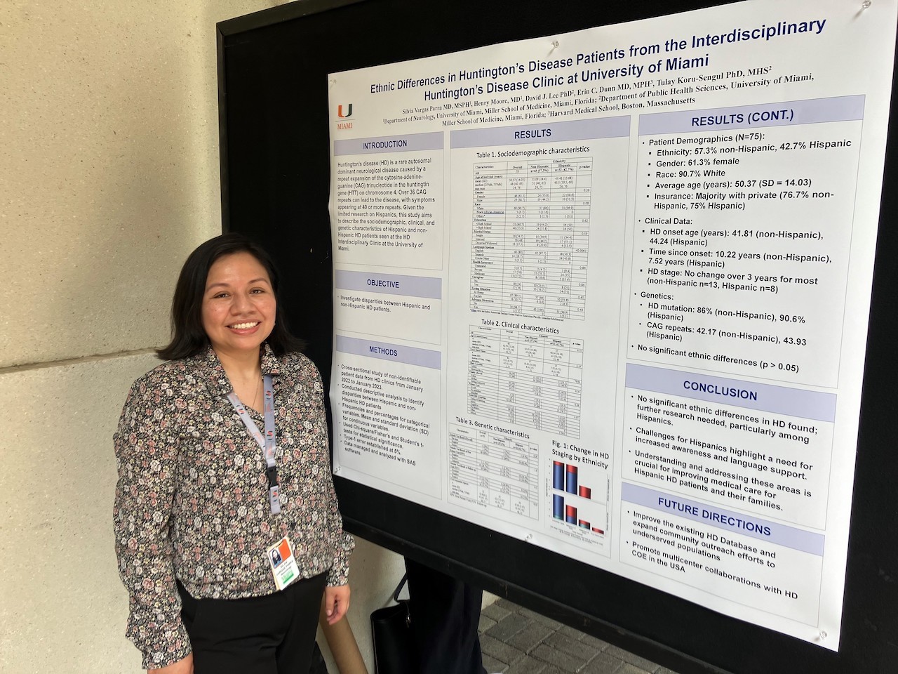 Silvia Vargas Parras next to her poster